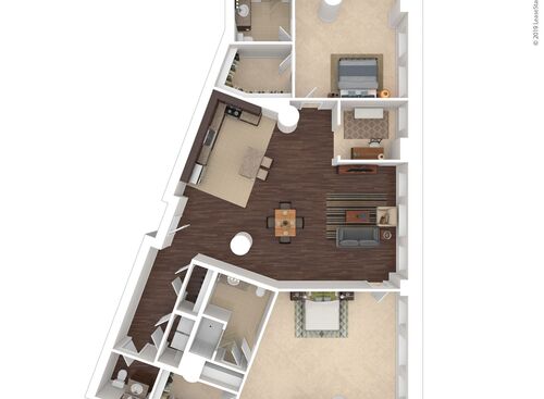 One Bedroom: Beds - 2: Baths - 2.5: SqFt Range - 1571 to 1869