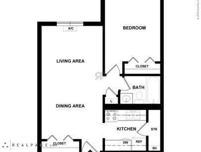 Twin Rivers Tower - 1 Bedroom - 1 bed - 1 bath - 435 sf