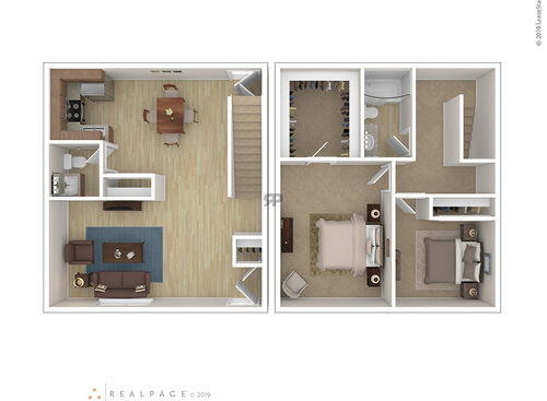 Woodfield Heights Apartments - Style CC - 2 bed - 1.5 bath - 1204 sf