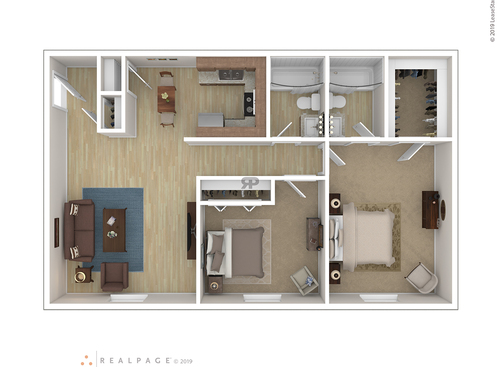 Woodfield Heights Apartments - Style EE - 2 bed - 2 bath - 1170 sf