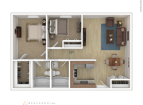Woodfield Heights Apartments - Style FF - 2 bed - 2 bath - 1008 sf