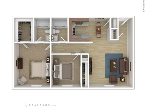 Woodfield Heights Apartments - Style GG - 2 bed - 2 bath - 1058 sf