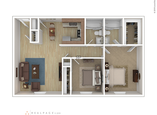 Woodfield Heights Apartments - Style AA - 2 bed - 2 bath - 984 sf