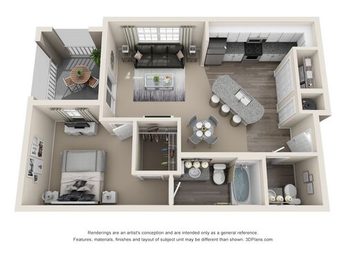 The Cove: Beds - 1: Baths - 1.5: SqFt Range - 852 to 852