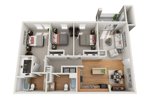 The Alexander - The Wingate - 3 bed - 2 bath - 1164 sf