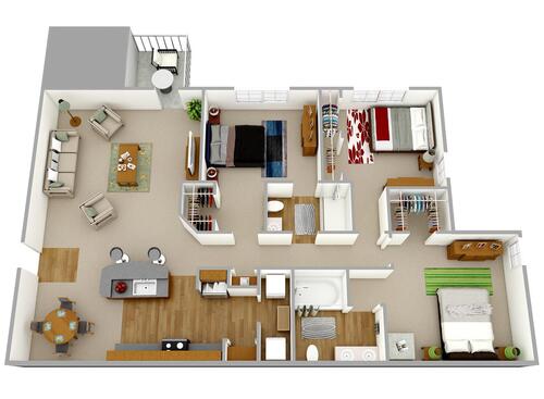 Brenneman Farm Apartments - The Clydesdale - 3 BR - 3 bed - 2 bath - 1452 sf