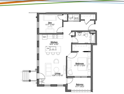 Apartments at the Yard: Kipton - Freeman - 1 bed - 1 bath - 942 sf.