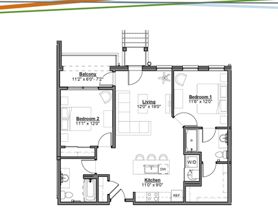 Apartments at the Yard: Kipton - Foster - 2 bed - 2 bath - 1004 sf.