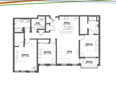 Apartments at the Yard: Kipton - Hartford - 3 bed - 2 bath - 1446 sf