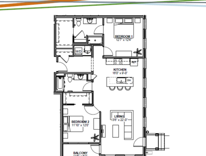 Apartments at the Yard: Kipton - Dartmouth - 2 bed - 2 bath - 1213 sf