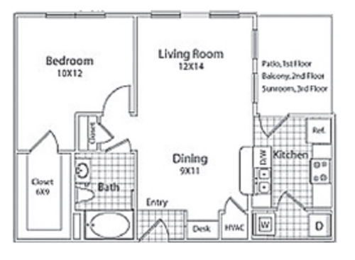 Trails At Eldridge Parkway - 1B - Carlton - Sunroom - 1 bed - 1 bath - 793 sf