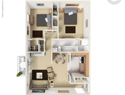 Village Apartments - 2 Bdr/2 Bath - 2 bed - 2 bath - 1100 sf