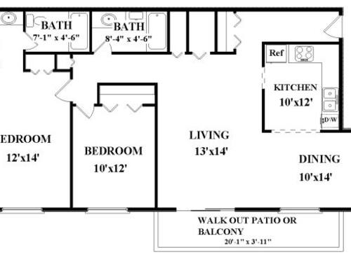 Park Place Apartments - The Steamboat - 2 bed - 2 bath - 1200 sf