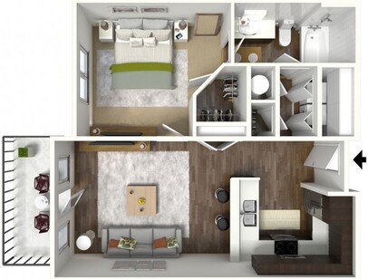 Copper Ridge Apartments - A2 - 1 bed - 1 bath - 707 sf