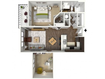 Copper Ridge Apartments - B2 - 1 bed - 1 bath - 926 sf