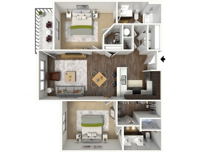 Copper Ridge Apartments - C1 - 2 bed - 2 bath - 1128 sf