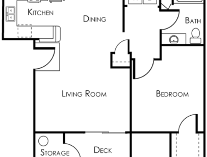 Image of 1 Bedroom 1 Bath Mesa Floor Plan 827 Sq Ft