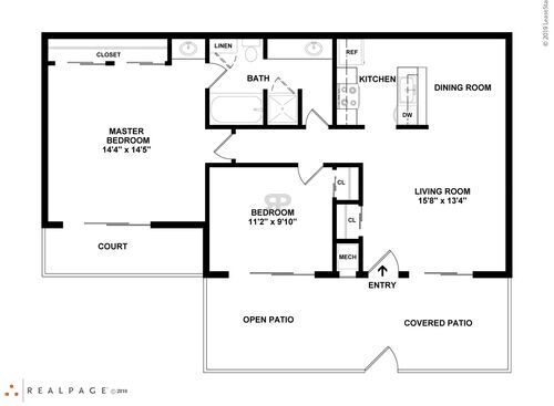 Country Club Apartments - Two Bedroom One Bath - 2 bed - 1 bath - 945 sf