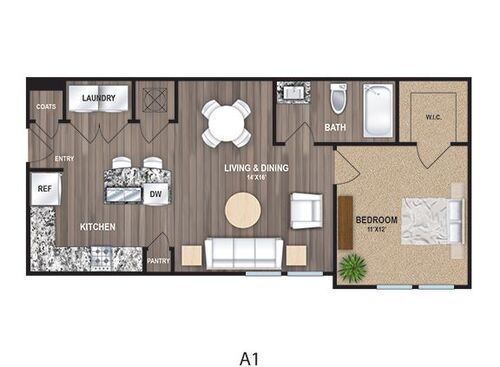A1  Starting at $1110: Beds - 1: Baths - 1: SqFt Range - 663 to 663