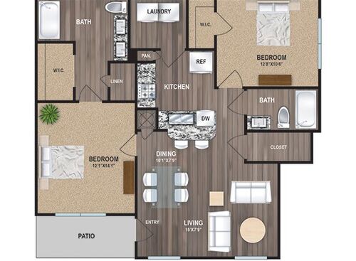 A1  Starting at $1110: Beds - 2: Baths - 2: SqFt Range - 1024 to 1024
