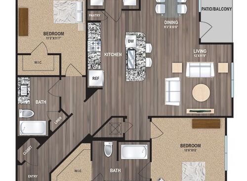 A1  Starting at $1110: Beds - 2: Baths - 2: SqFt Range - 1265 to 1265