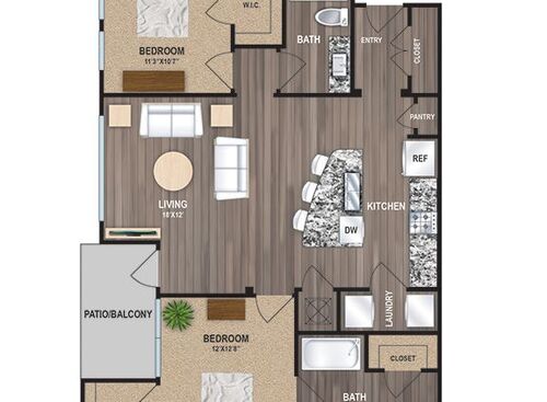 A1  Starting at $975: Beds - 2: Baths - 2: SqFt Range - 1176 to 1176