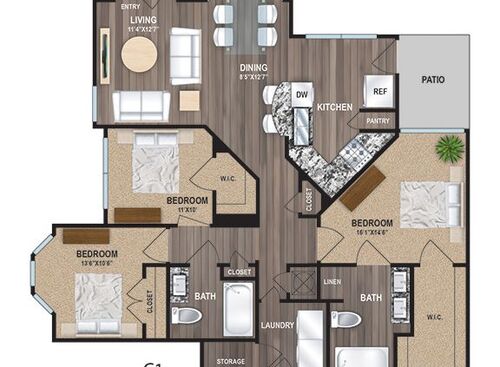 A1  Starting at $975: Beds - 3: Baths - 2: SqFt Range - 1376 to 1376