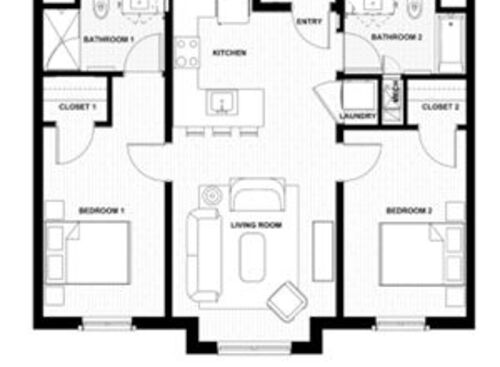 11A - 1 Bed 1 Bath: Beds - 2: Baths - 2: SqFt Range - 879 to 879