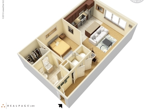 A-4: Beds - 1: Baths - 1: SqFt Range - 643 to 643