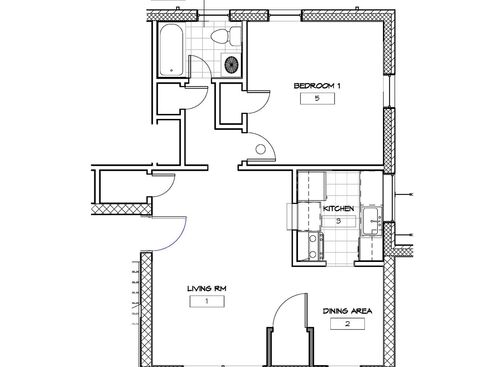 One Bedroom - Lacy Court: Beds - 1: Baths - 1: SqFt Range - 800 to 800