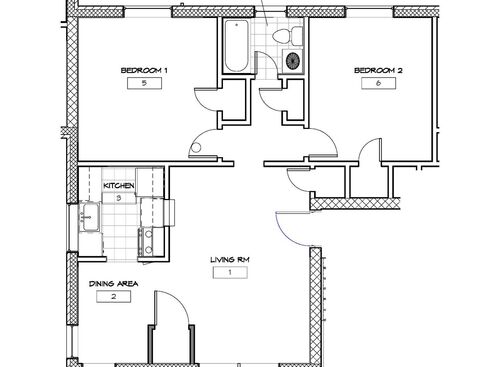 One Bedroom - Lacy Court: Beds - 2: Baths - 1: SqFt Range - 900 to 900