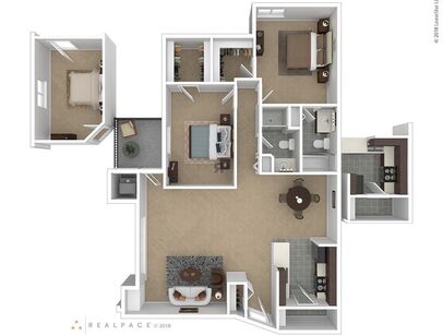 The Aspen: Beds - 2: Baths - 2: SqFt Range - 1100 to 1100
