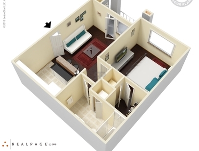 1 Bedroom Jr.: Beds - 1: Baths - 1: SqFt Range - 600 to 600