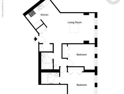 BACK BAY TOWER - Two Bedroom Two Bath - 2 bed - 2 bath - 870 sf