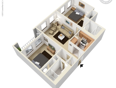 BACK BAY TOWER - Two Bedroom Two Bath - 2 bed - 2 bath - 950 sf