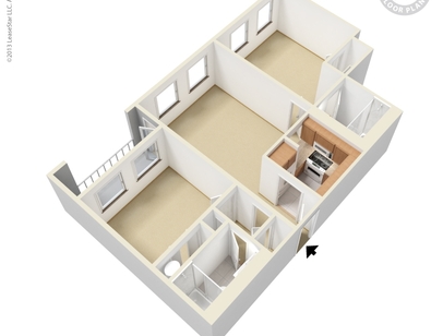 BACK BAY TOWER - Two Bedroom Two Bath - 2 bed - 2 bath - 950 sf