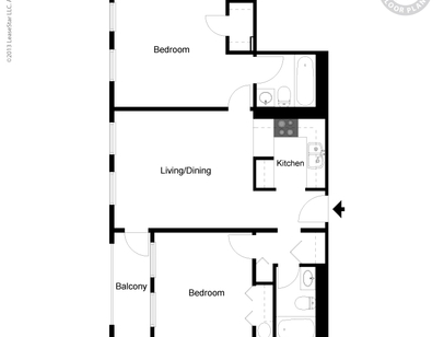 BACK BAY TOWER - Two Bedroom Two Bath - 2 bed - 2 bath - 950 sf