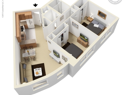 BACK BAY TOWER - Two Bedroom Two Bath - 2 bed - 2 bath - 970 sf