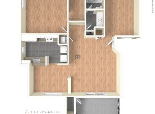 A Plan: Beds - 1: Baths - 1: SqFt Range - 965 to 965
