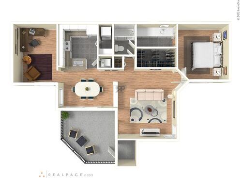 A Plan: Beds - 1: Baths - 1: SqFt Range - 980 to 980
