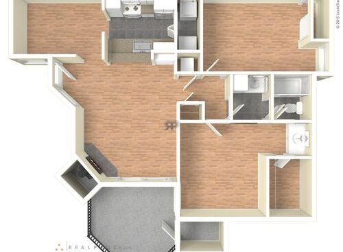 A Plan: Beds - 2: Baths - 1: SqFt Range - 1018 to 1018