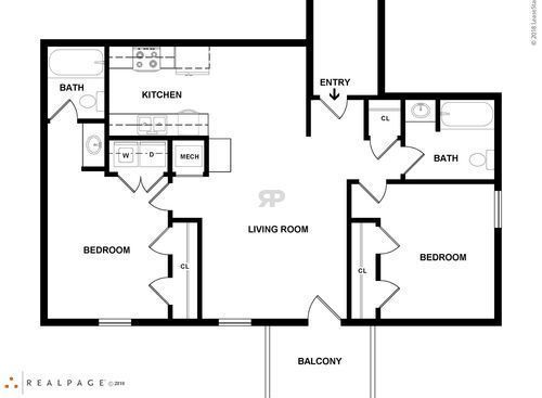 A1: Beds - 2: Baths - 2: SqFt Range - 978 to 978