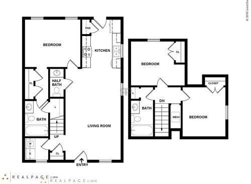 Townhome A: Beds - 3: Baths - 2: SqFt Range - 1433 to 1433