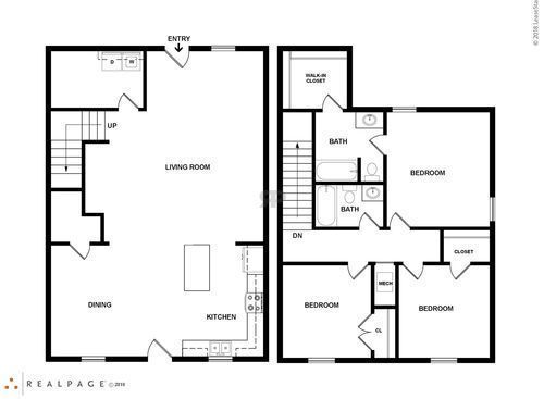 Townhome A: Beds - 3: Baths - 2: SqFt Range - 1619 to 1619