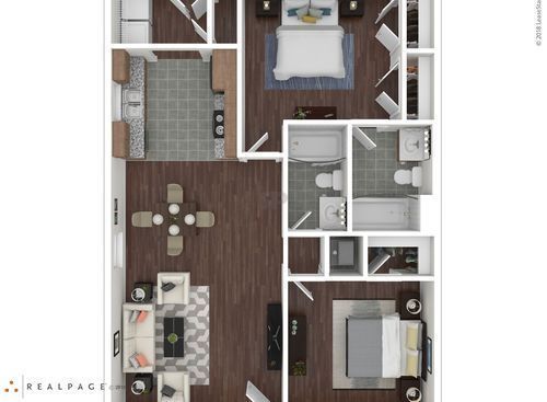 Townhome A: Beds - 2: Baths - 2: SqFt Range - 1156 to 1156