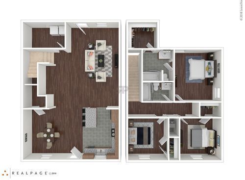 Townhome A: Beds - 3: Baths - 2: SqFt Range - 1619 to 1619