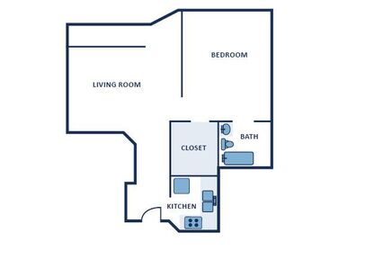 One Bedroom : Beds - 1: Baths - 1: SqFt Range - 503 to