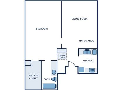 One Bedroom : Beds - 1: Baths - 1: SqFt Range - 540 to