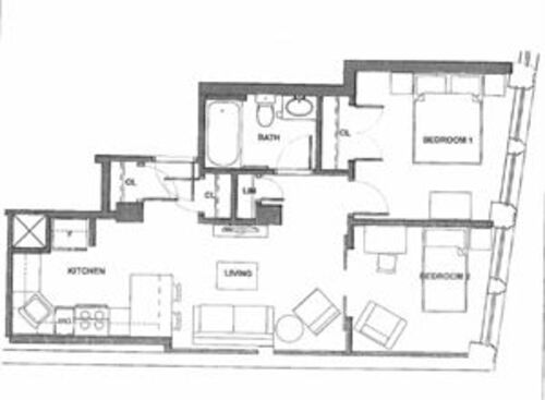 A1M: Beds - 1: Baths - 1: SqFt Range - 596 to 599
