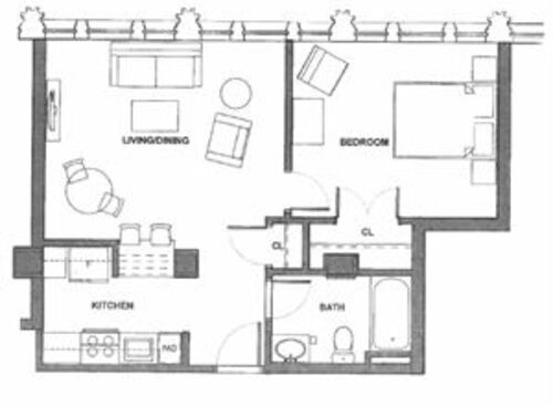 A1M: Beds - 1: Baths - 1: SqFt Range - 608 to 608